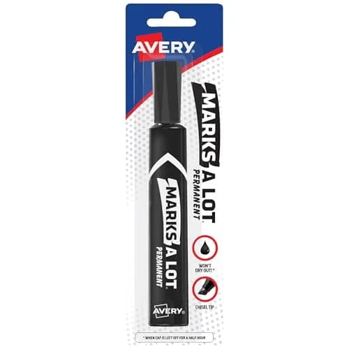 Avery Marks-A-Lot Permanent Marker, Chisel Tip, Water & Wear Resistant, 1 Black Marker (17888) | Versatile & Durable thumbnail 1