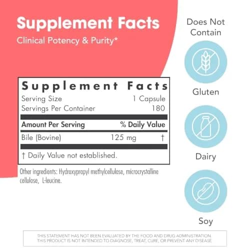 Allergy Research Group Ox Bile 125 mg | Supports Fat Digestion & Nutrient Absorption (70-120 chars) thumbnail 3