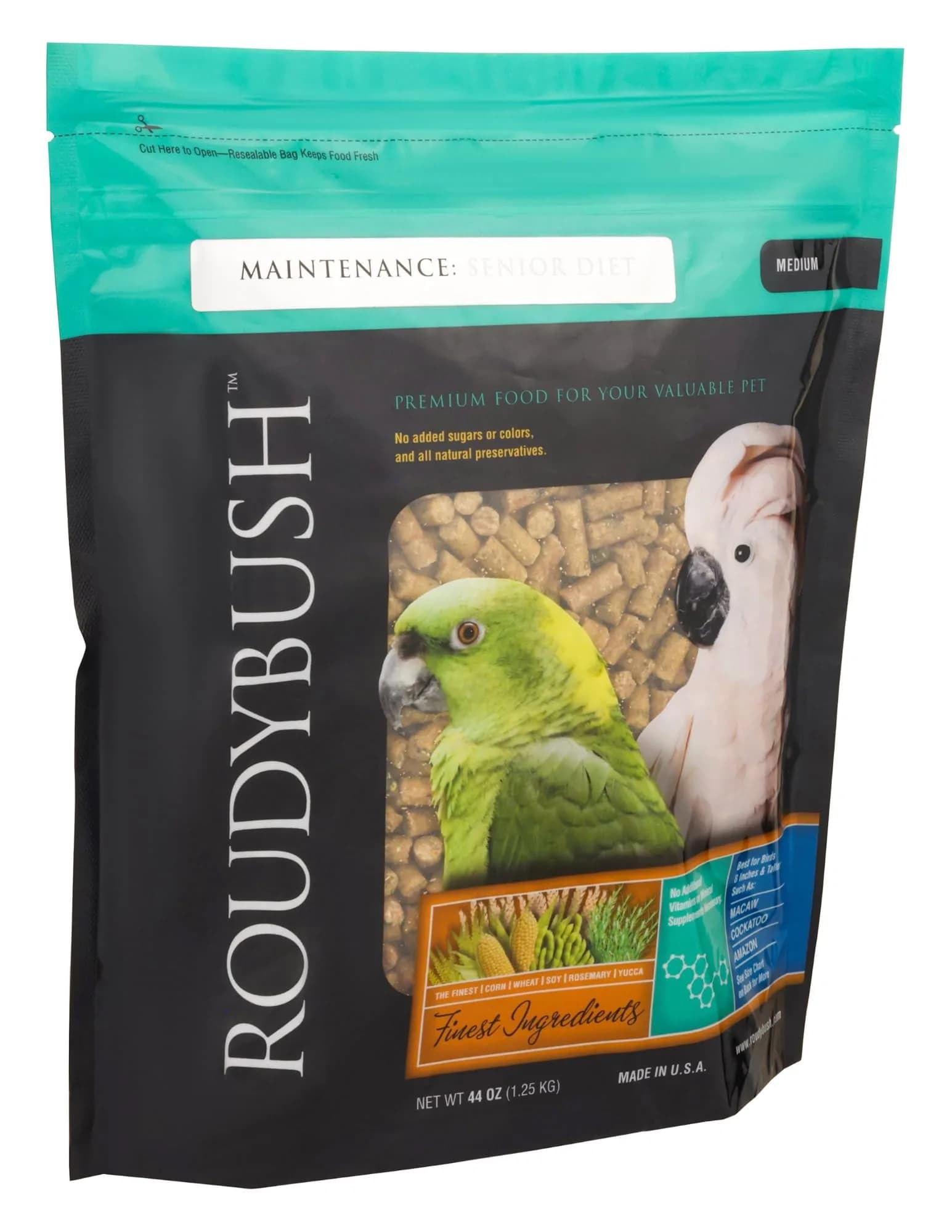 RoudyBush Senior Diet Bird Food, Medium Pellets 44 oz | Supports Mature Birds' Nutrition