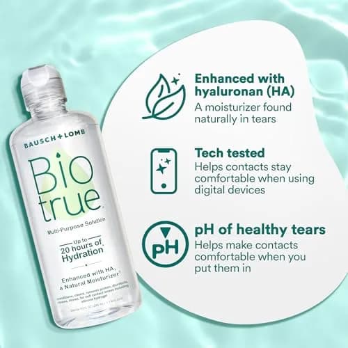 Biotrue Multi-Purpose Contact Lens Solution 296ml (10 fl oz) with Case | FDA Approved & pH Balanced for All-Day Comfort thumbnail 4