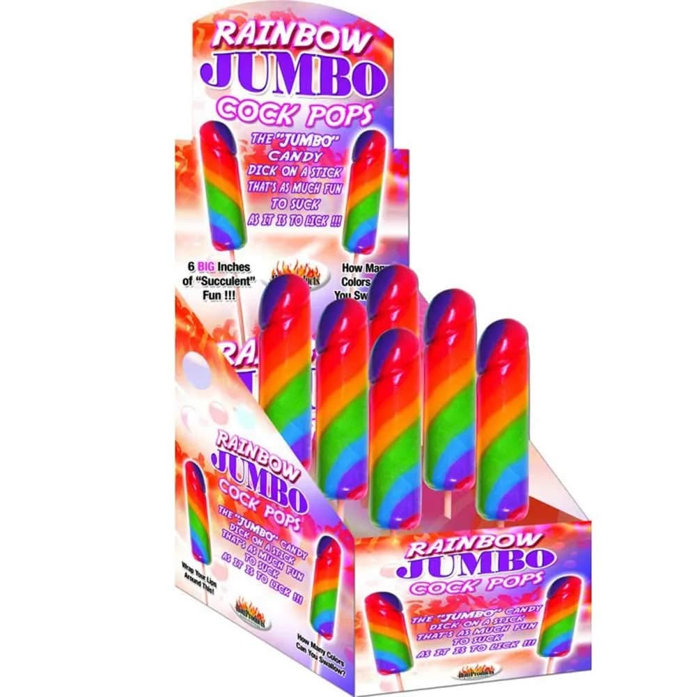 Hott Products Rainbow Jumbo C*ck Pops 6 Piece Set | Fruity Fun for Parties