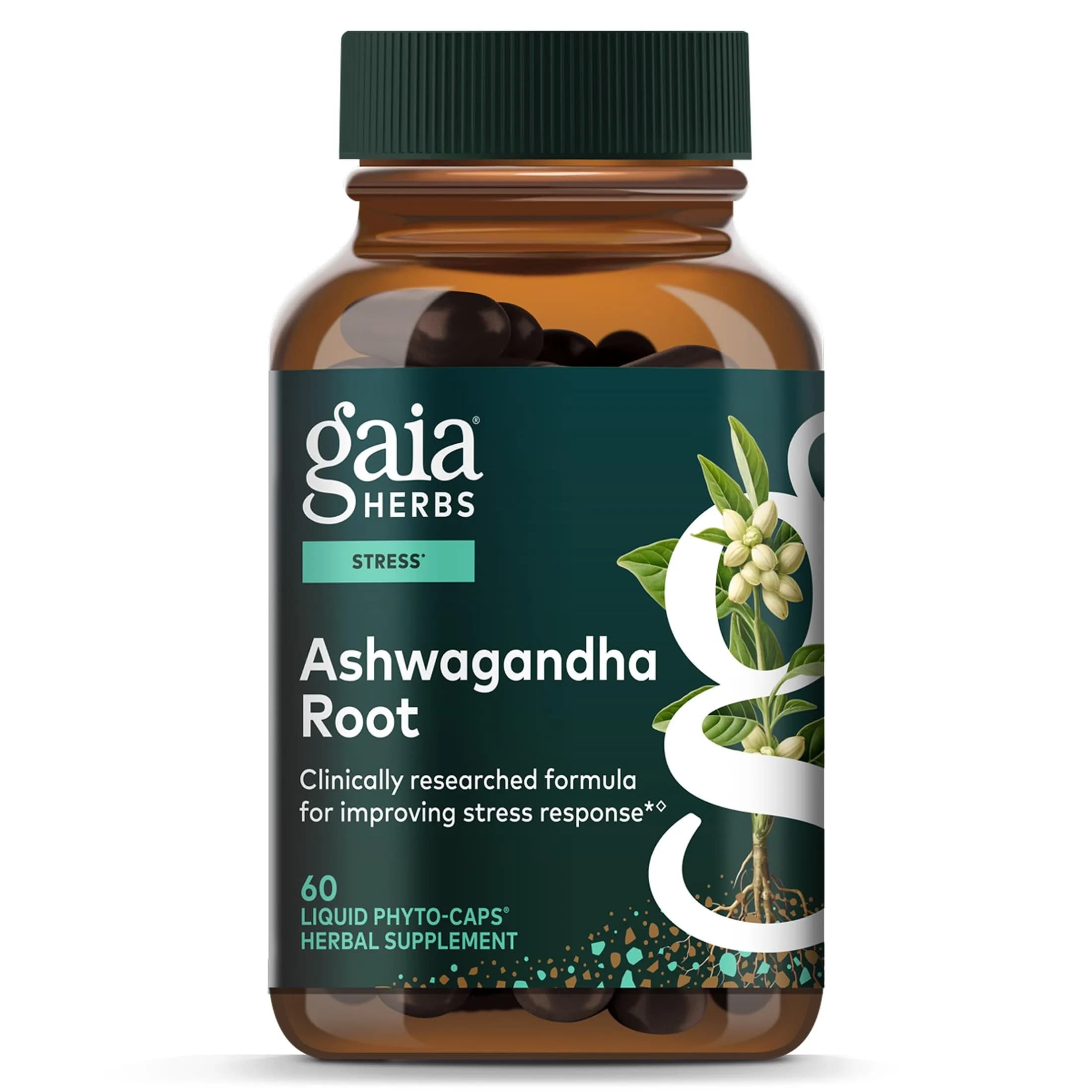 Gaia Herbs Ashwagandha Root 350 mg | Supports Stress & Sleep, Organic, Vegan - main product image