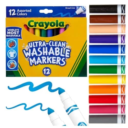 Crayola Broad Line Markers (12 Count, 2mm+) | Washable Markers for Kids, Assorted Colors, Arts & Crafts Supplies thumbnail 4
