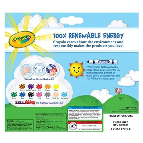 Crayola Broad Line Markers (12 Count, 2mm+) | Washable Markers for Kids, Assorted Colors, Arts & Crafts Supplies thumbnail 5