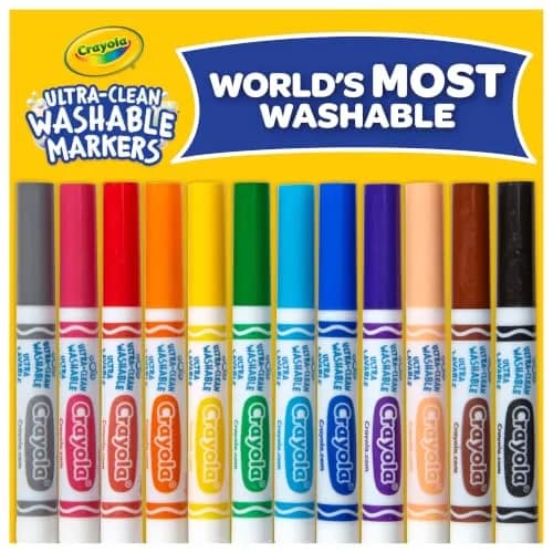 Crayola Broad Line Markers (12 Count, 2mm+) | Washable Markers for Kids, Assorted Colors, Arts & Crafts Supplies thumbnail 2
