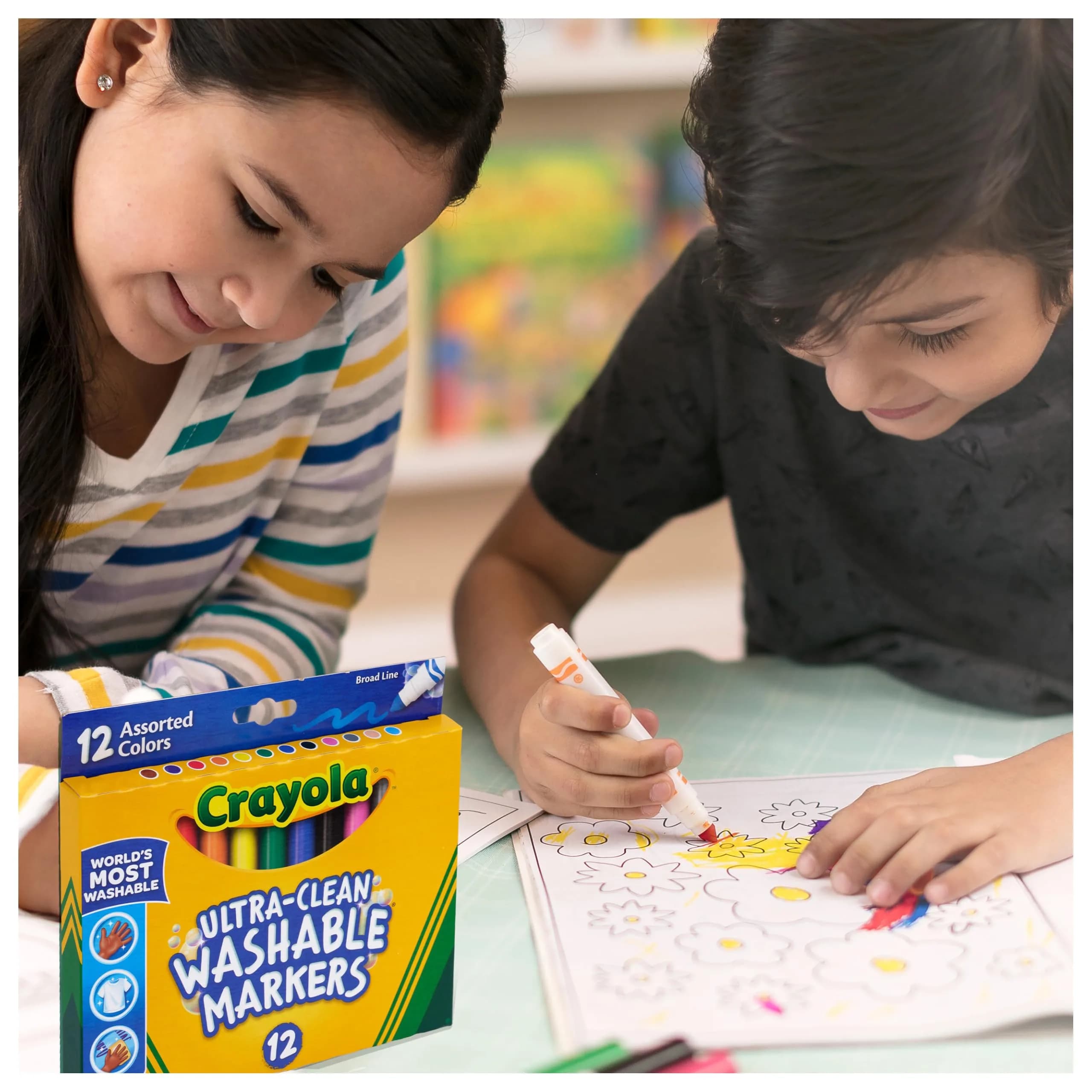 Crayola Broad Line Markers (12 Count, 2mm+) | Washable Markers for Kids, Assorted Colors, Arts & Crafts Supplies - view 3