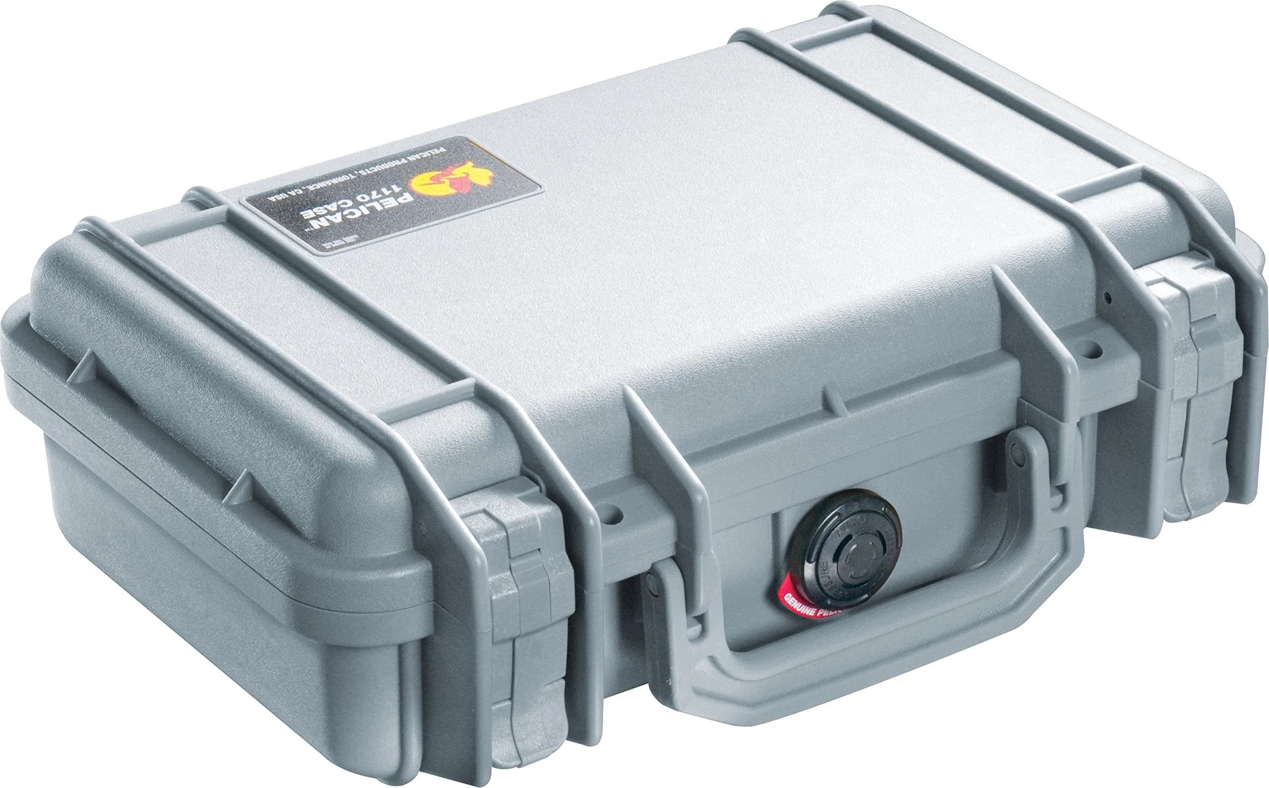 Pelican 1170 Case with Foam, 10.5" L x 6.0" W x 3.2" H, Orange | Watertight, Crushproof, Dustproof Protection — Silver / 1170