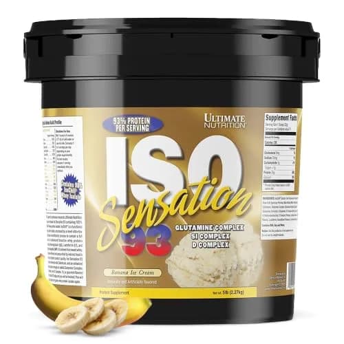 Ultimate Nutrition ISO Sensation 93 Whey Isolate Banana Ice Cream 5 lb | 30g Protein, Low Carb, Keto Friendly, Made in USA thumbnail 1