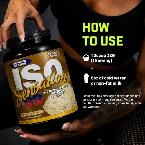 Ultimate Nutrition ISO Sensation 93 Whey Isolate Banana Ice Cream 5 lb | 30g Protein, Low Carb, Keto Friendly, Made in USA thumbnail 5