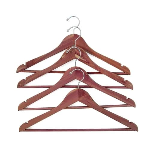 Household Essentials CedarFresh Red Cedar Wood Clothes Hangers with Swivel Hook - Set of 4 | Protects Garments Naturally thumbnail 1