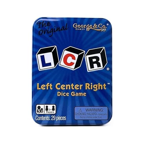 George & Company LLC LCR® Left Center Right™ Dice Game - Blue Tin | Classic Luck Game for 3+ Players thumbnail 1