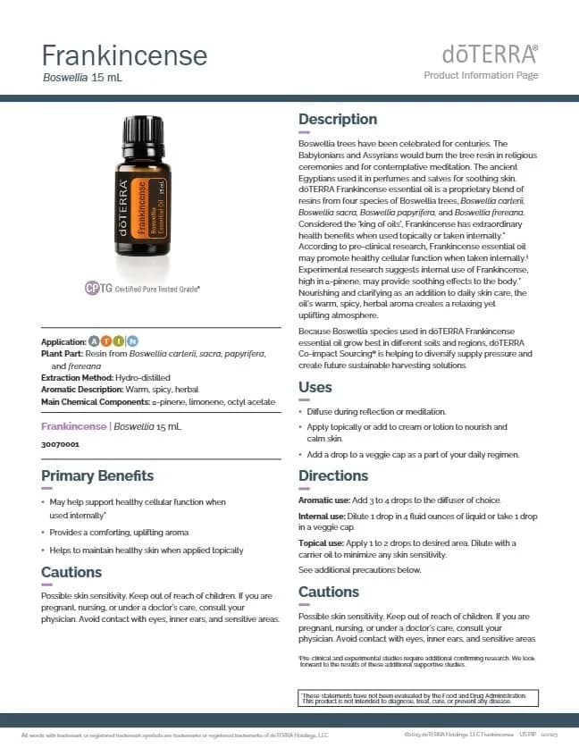 doTERRA Frankincense Essential Oil 15 ml | Cellular & Immune Support, US Sourced thumbnail 8