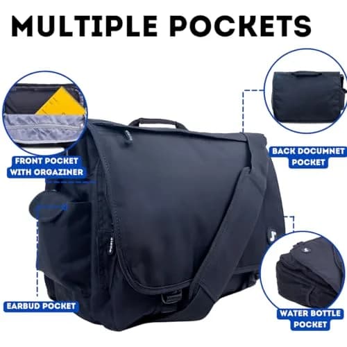 J World New York Thomas Laptop Messenger Bag for Women & Men | 17 x 13.5 x 6 in | Water-Resistant, Padded Laptop Sleeve thumbnail 6
