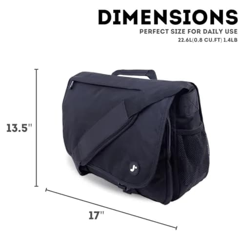 J World New York Thomas Laptop Messenger Bag for Women & Men | 17 x 13.5 x 6 in | Water-Resistant, Padded Laptop Sleeve thumbnail 8