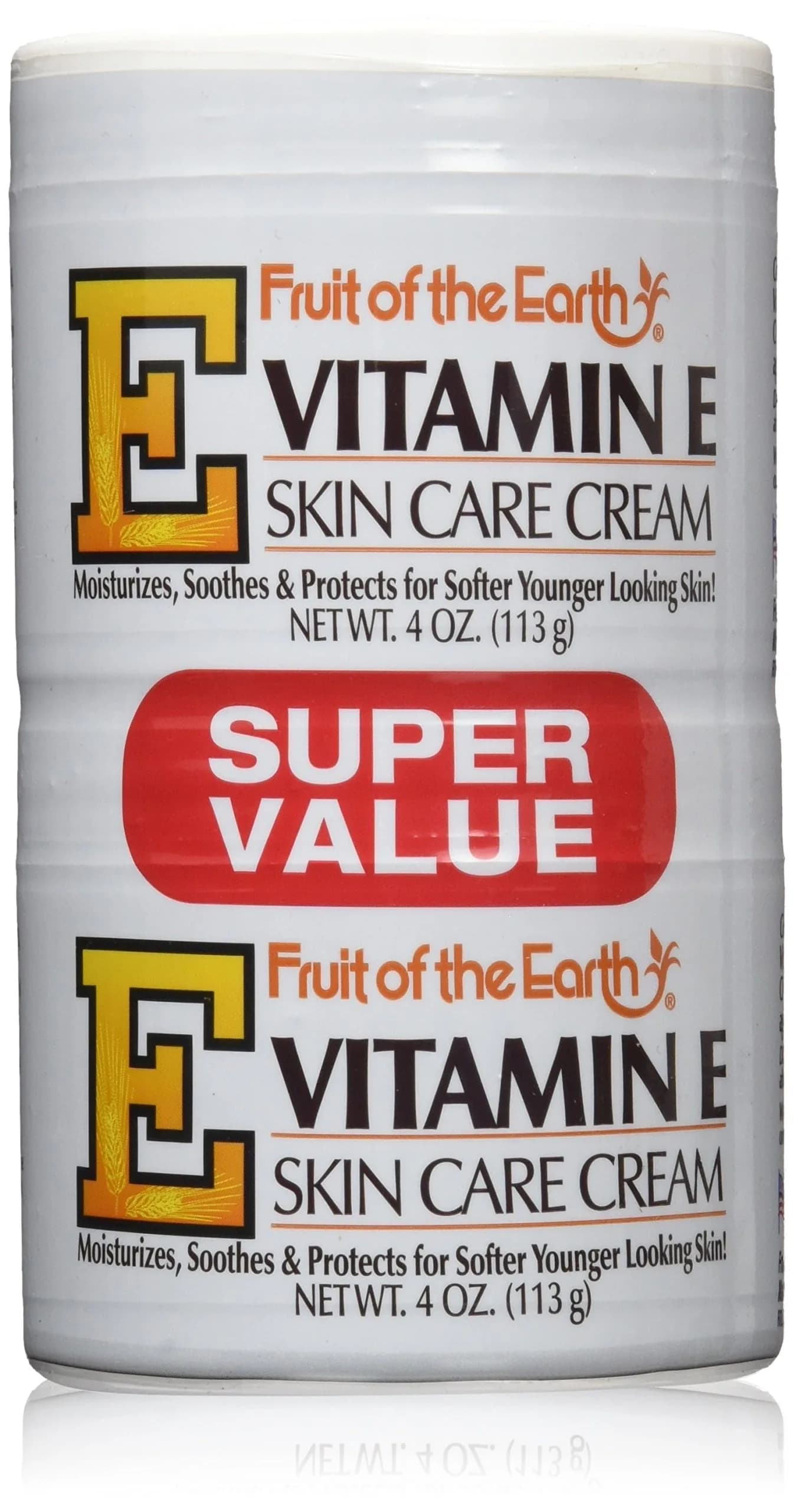 Fruit of the Earth Vitamin E Cream with Aloe Vera 216 ml (4 Fl Oz) - 2 Pack | Moisturizes, Soothes, Protects Skin — 24 Oz Two Jars