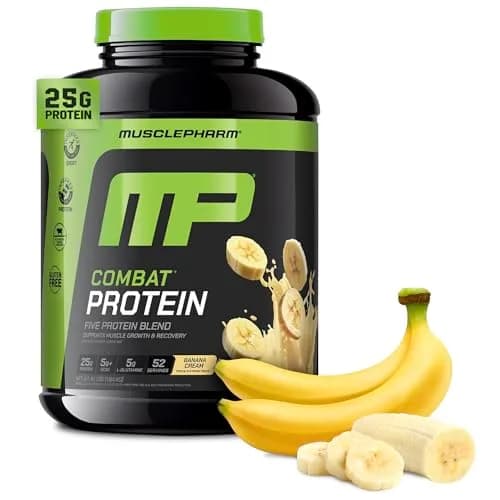 MusclePharm Combat Protein Powder | 5-Protein Blend | Banana Cream - 4.1 lb thumbnail 1