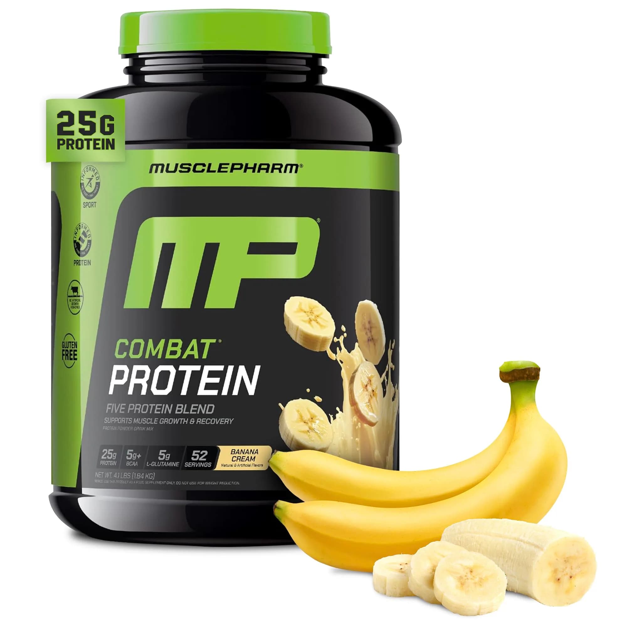 MusclePharm Combat Protein Powder | 5-Protein Blend | Banana Cream - 4.1 lb — 4 Pound