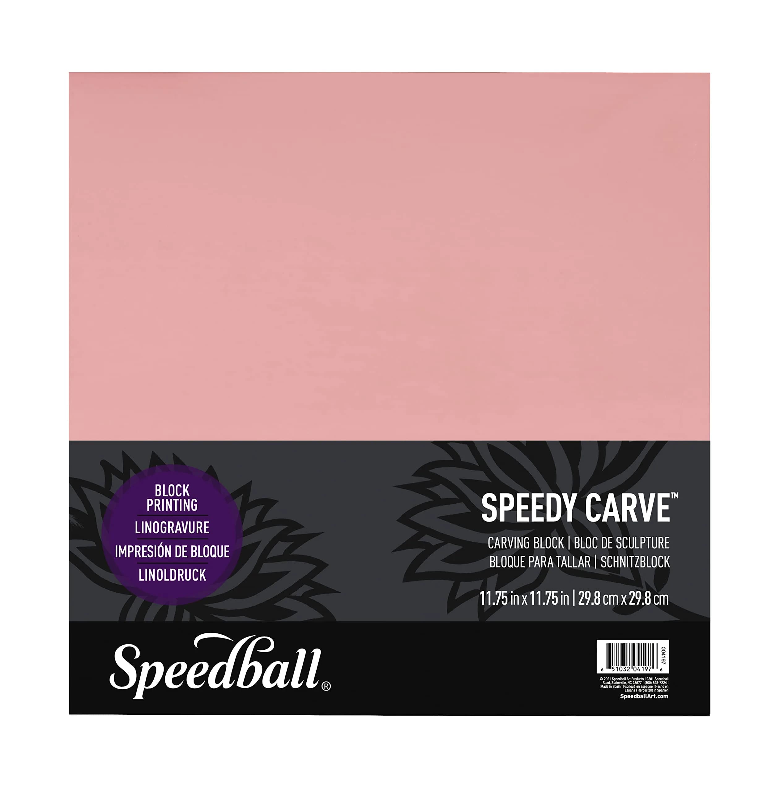 Speedball Speedy-Carve Block Printing Carving Block – Soft, Easy Carve Surface – 22.86 x 30.16 cm (9 x 11-3/4 Inches), Pink — 11 3/4-Inch-by-11 3/4-Inch
