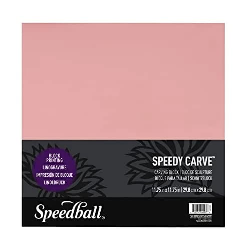 Speedball Speedy-Carve Linocut Block 29.8 cm (11.75 in) | Easy Carving Pink Rubber for Printmaking & Stamps thumbnail 1