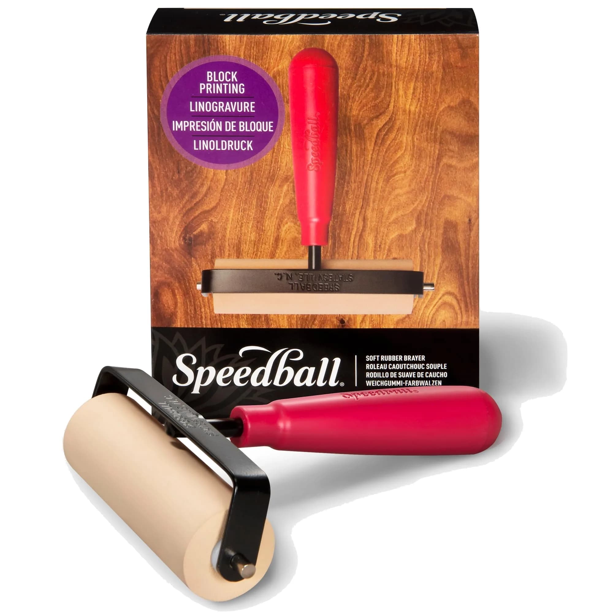 Speedball Deluxe Soft Rubber Brayer - 4-Inch (10.16 cm) with 40/42 Durometer Roller - main product image