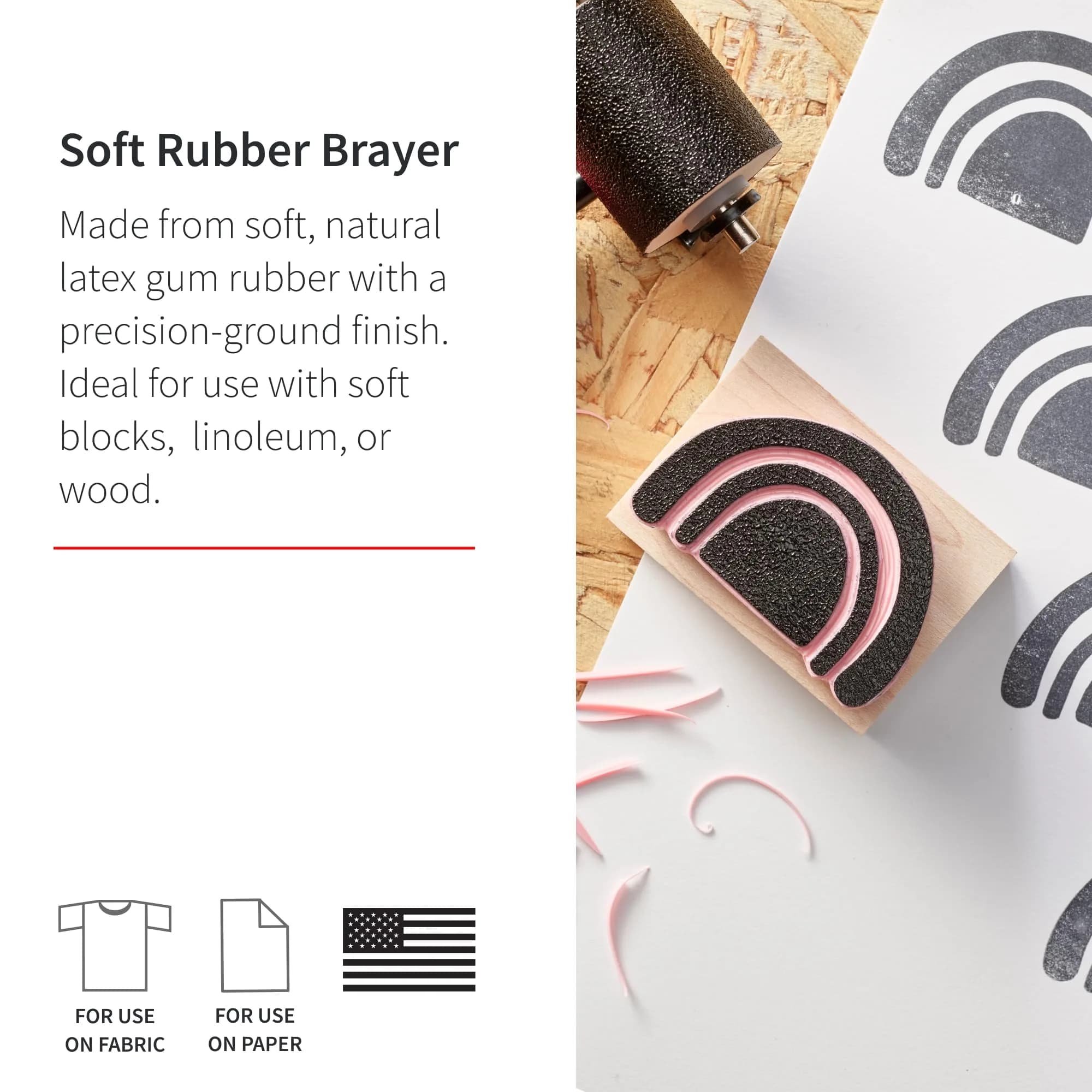 Speedball Deluxe Soft Rubber Brayer - 4-Inch (10.16 cm) with 40/42 Durometer Roller - view 2