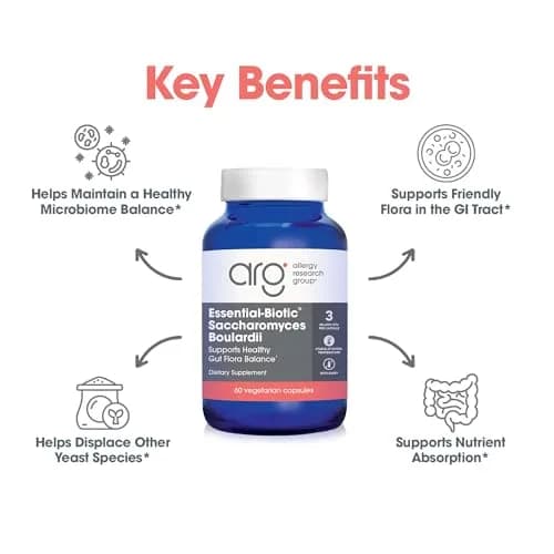 Allergy Research Group ARG Essential-Biotic Saccharomyces Boulardii 60 Capsules | Gut & Immune Support with 9 Billion CFU thumbnail 5