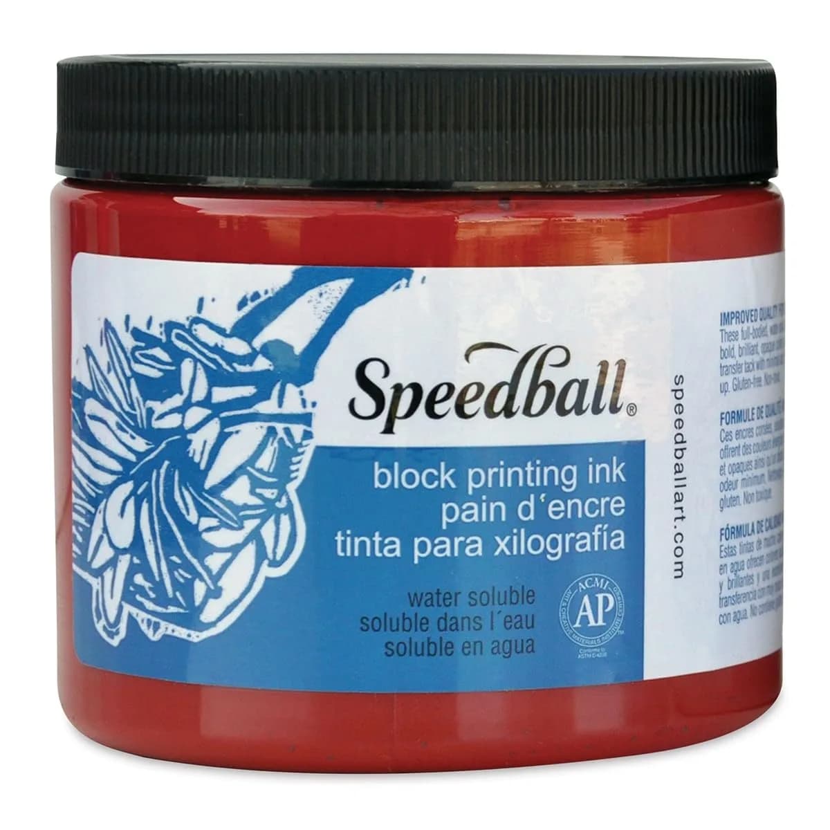 Speedball Water-Soluble Block Printing Ink, Vibrant Red, 15.9 fl oz | Mixes Easily, Dries Satin - main product image