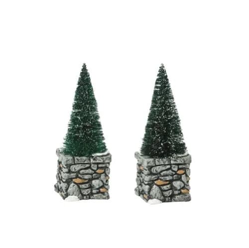 Department 56 Village Accessories Limestone Topiaries Set of 2 | Conical Conifers for Village Display thumbnail 1