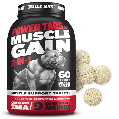 Bully Max 2-in-1 Muscle Builder Chewable Tablets for Puppies & Adult Dogs - 60 Tabs | Supports Muscle Gain & Growth thumbnail 1