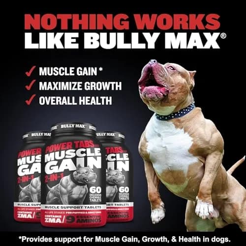 Bully Max 2-in-1 Muscle Builder Chewable Tablets for Puppies & Adult Dogs - 60 Tabs | Supports Muscle Gain & Growth thumbnail 2