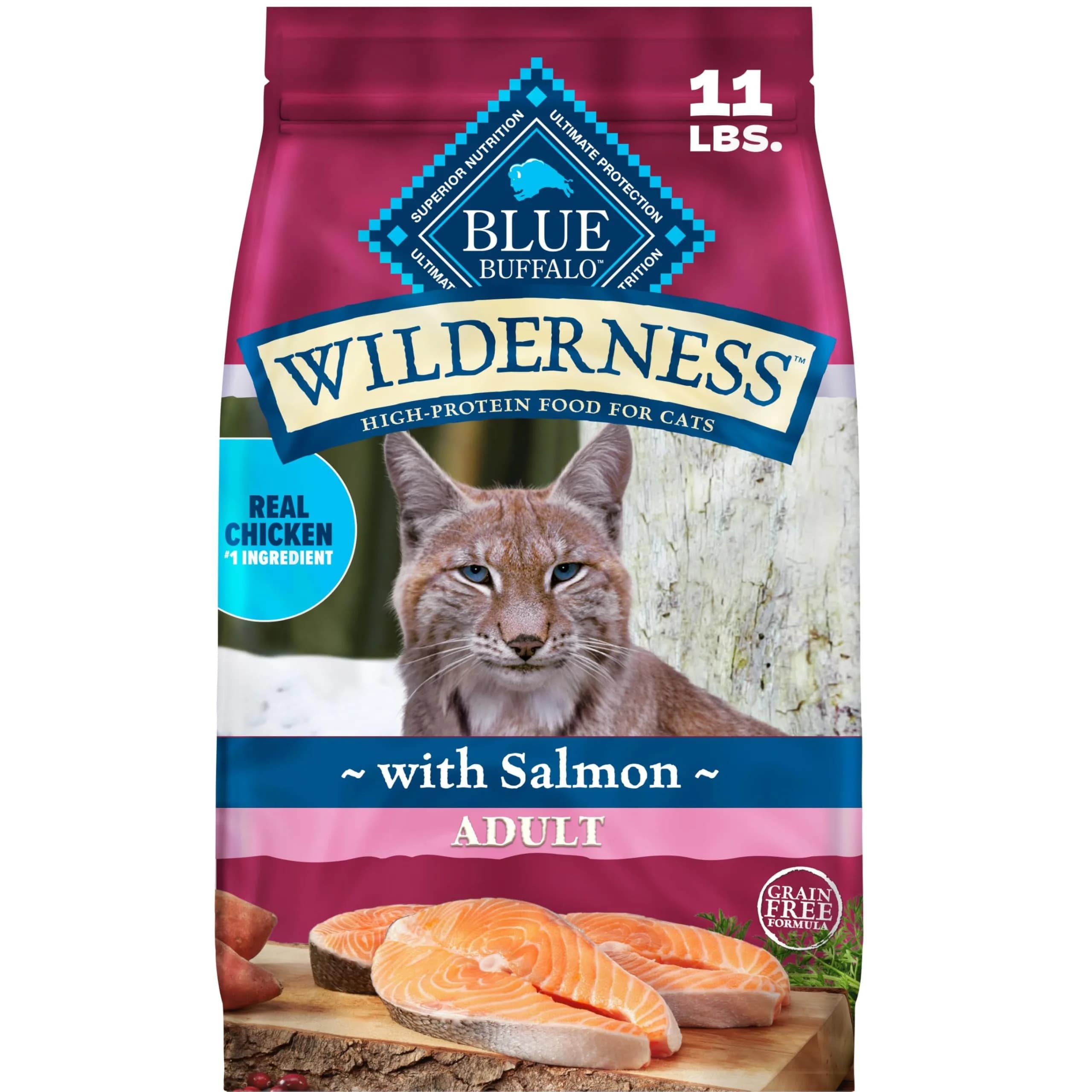 Blue Buffalo Wilderness Chicken Adult Dry Cat Food, Grain-Free, 12 lb | High-Protein, Natural Nutrition — 11 Pound