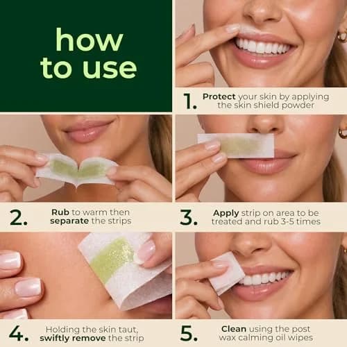Nad's Hypoallergenic Facial Wax Strips for Women | 20 Strips + 4 Calming Wipes thumbnail 4