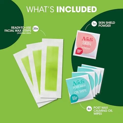 Nad's Hypoallergenic Facial Wax Strips for Women | 20 Strips + 4 Calming Wipes thumbnail 2