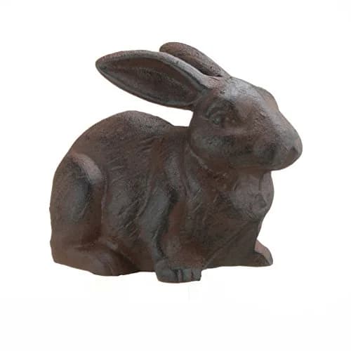 Inside Out Innovative Designs Cast Iron Rabbit Garden Statue 18cm (7"L) | Weather-Resistant Rust Finish thumbnail 1
