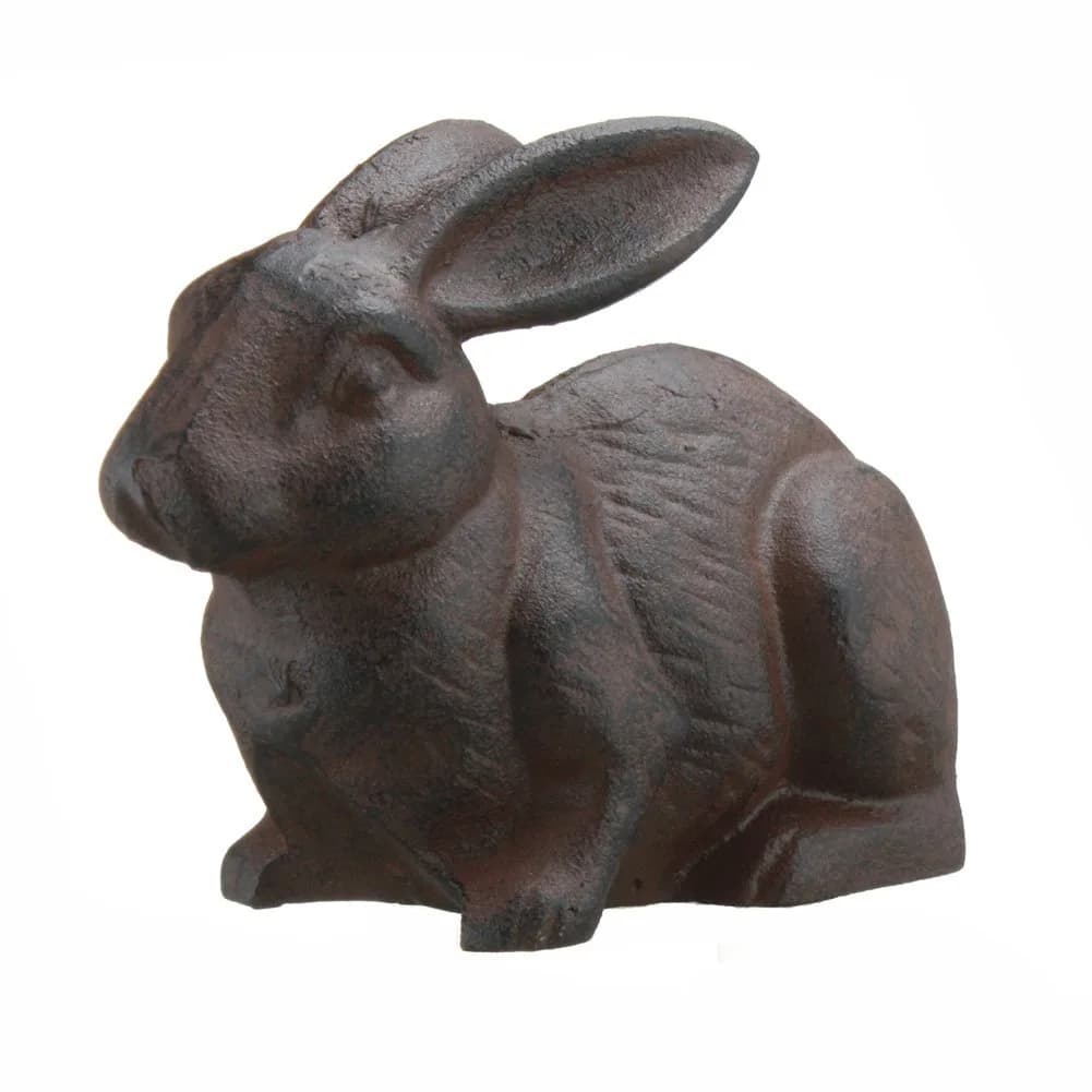 Inside Out Innovative Designs Cast Iron Rabbit Garden Statue 18cm (7"L) | Weather-Resistant Rust Finish - view 2