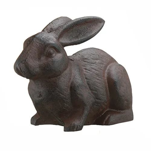 Inside Out Innovative Designs Cast Iron Rabbit Garden Statue 18cm (7"L) | Weather-Resistant Rust Finish thumbnail 2