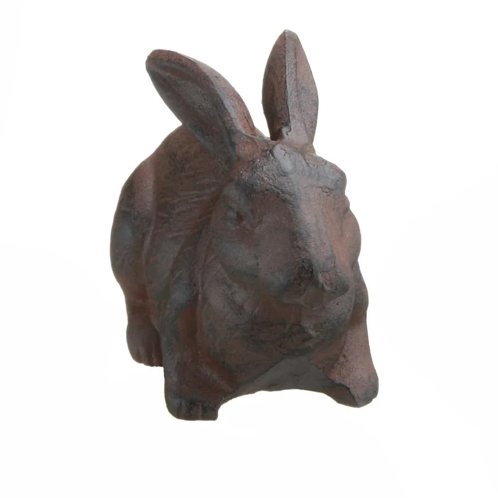 Inside Out Innovative Designs Cast Iron Rabbit Garden Statue 18cm (7"L) | Weather-Resistant Rust Finish - view 3