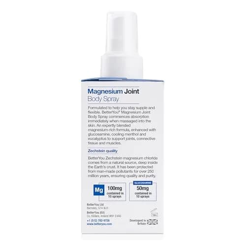 BetterYou Magnesium Joint Body Spray 100ml (3.38 fl oz) | Cooling Menthol & Eucalyptus for Muscle Relief thumbnail 7