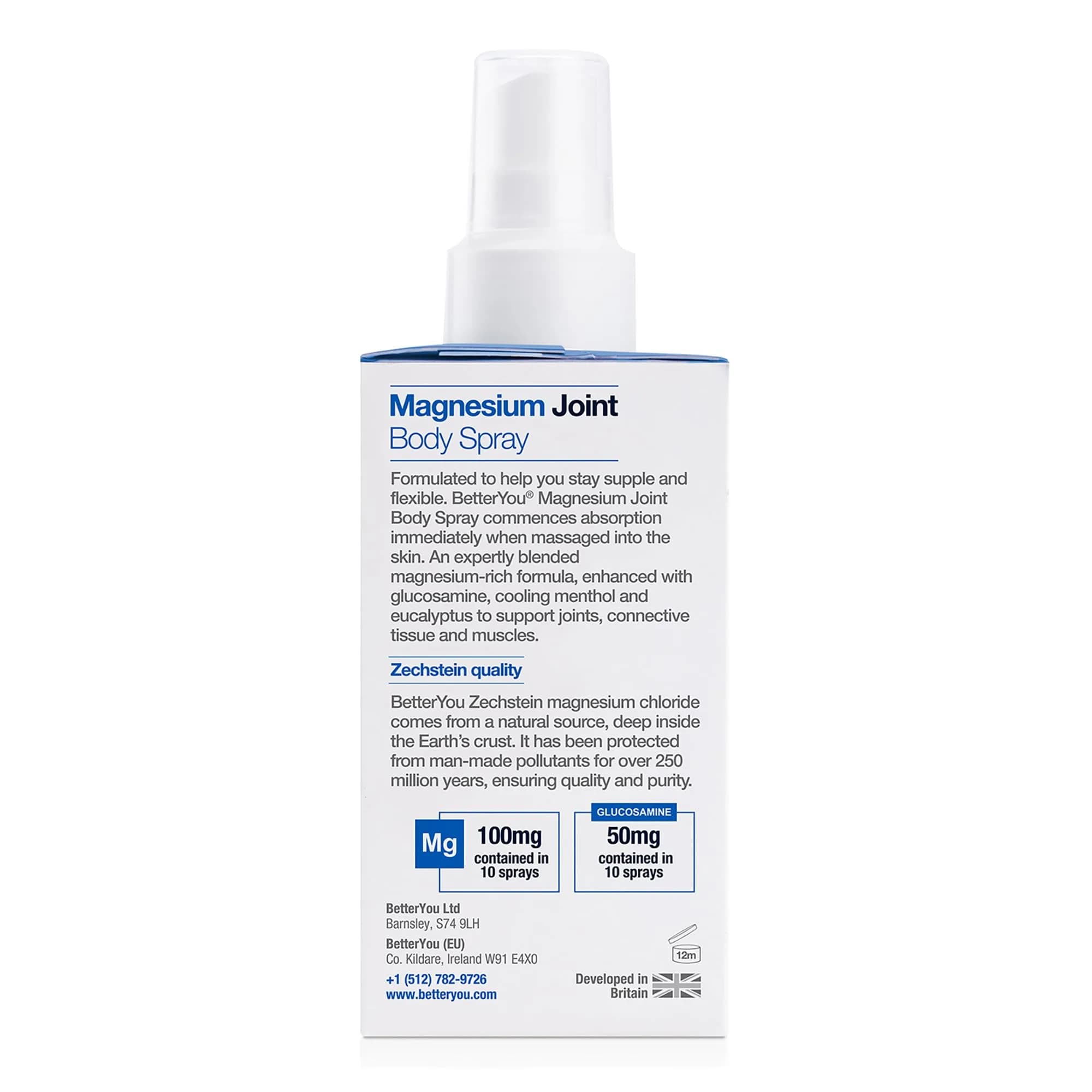 BetterYou Magnesium Joint Body Spray 100ml (3.38 fl oz) | Cooling Menthol & Eucalyptus for Muscle Relief - view 7