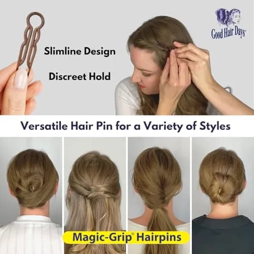 Good Hair Days Magic-Grip Hairpins, 10 Styling U-Pins for Strong Hold | Crystal Finish thumbnail 5