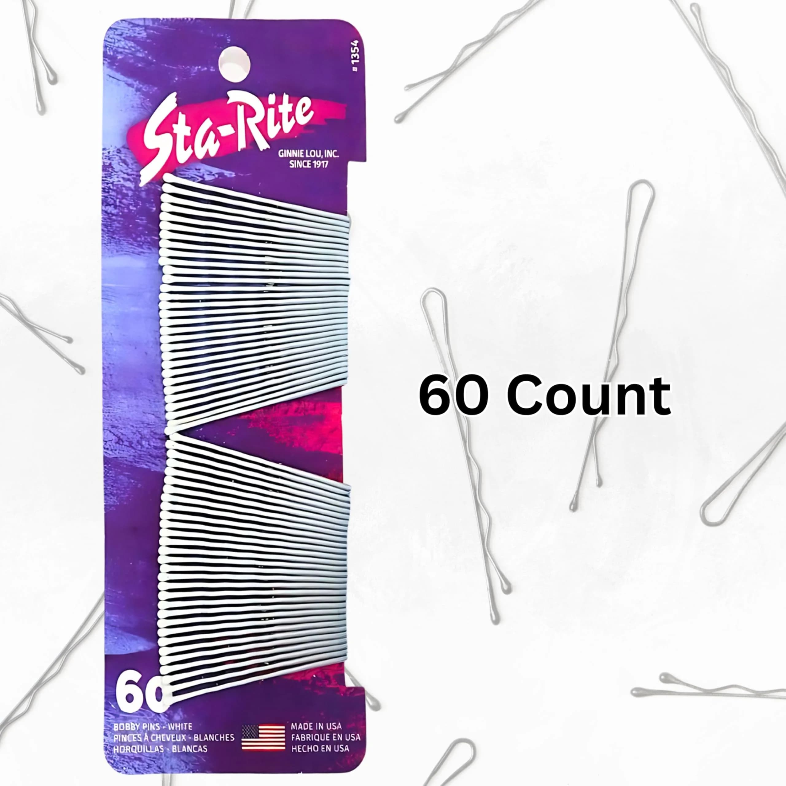 Sta-Rite White Bobby Pins 60 Count | Secure Hold for Bridal & Performance Styles - view 3