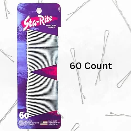 Sta-Rite White Bobby Pins 60 Count | Secure Hold for Bridal & Performance Styles thumbnail 3