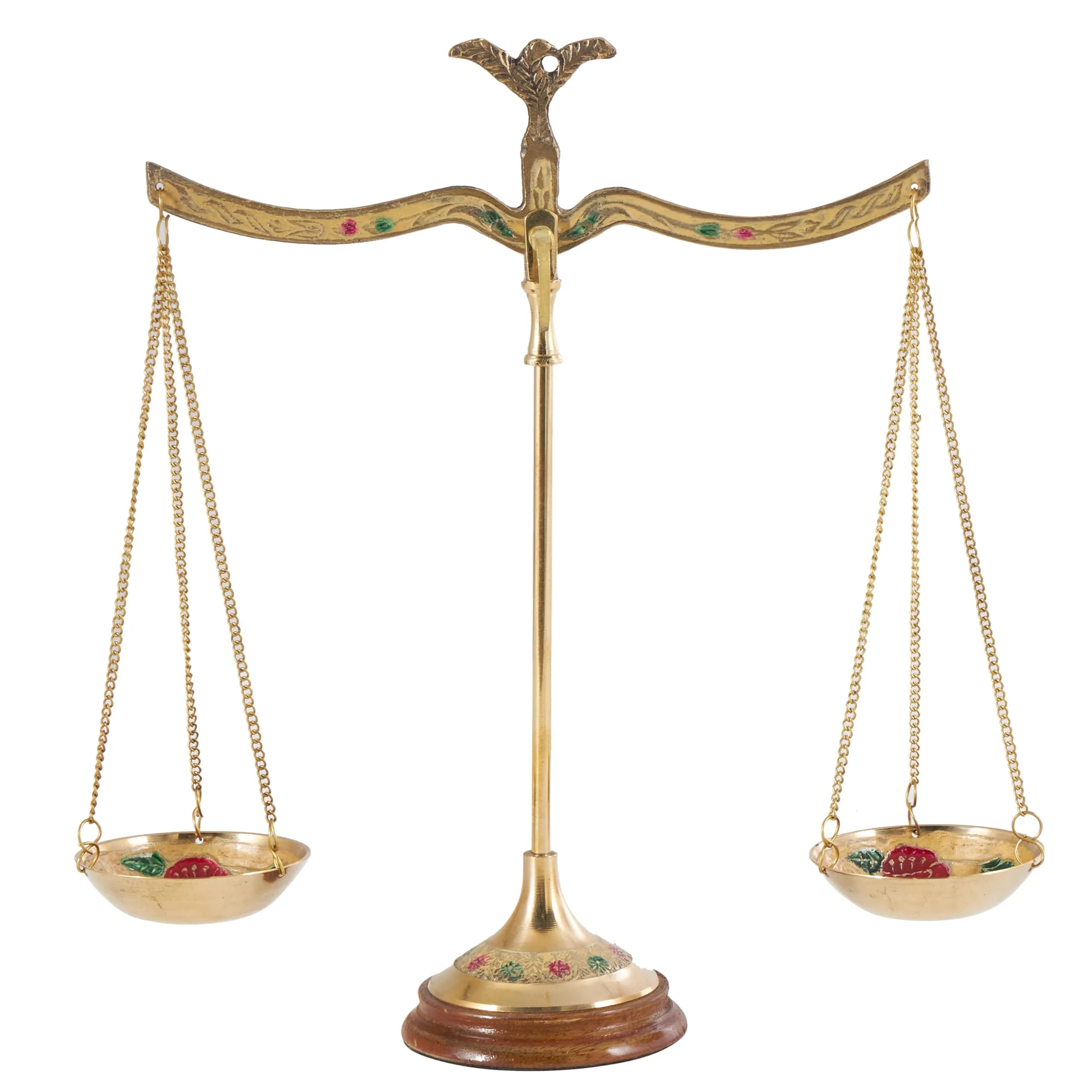deco 79 Metal Small Vintage Style Decorative Scales with Floral Accents 12" x 4" x 12" | Elegant Home Decor — Gold