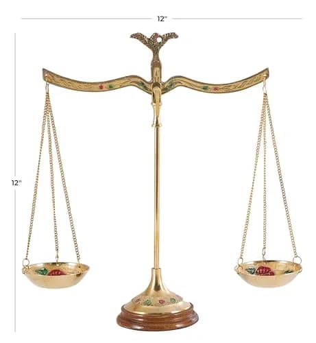 deco 79 Metal Small Vintage Style Decorative Scales with Floral Accents 12" x 4" x 12" | Elegant Home Decor thumbnail 6