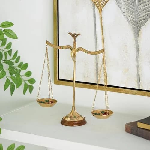 deco 79 Metal Small Vintage Style Decorative Scales with Floral Accents 12" x 4" x 12" | Elegant Home Decor thumbnail 3