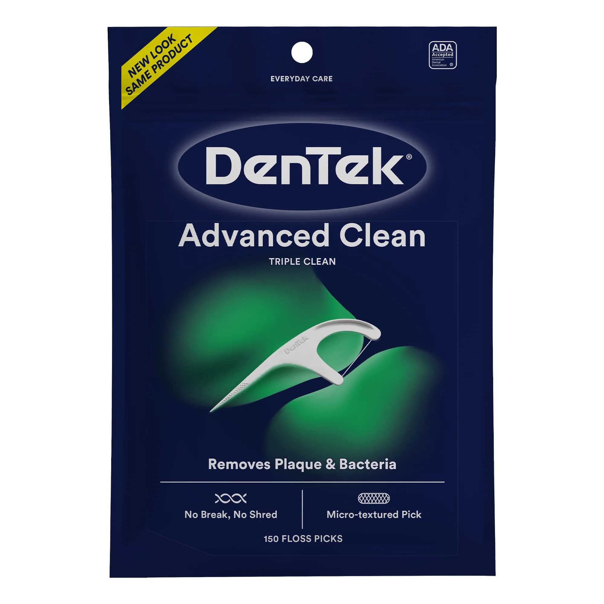 DenTek Triple Clean Advanced Clean Floss Picks 150 Count | Mouthwash Blast Mint Flavor