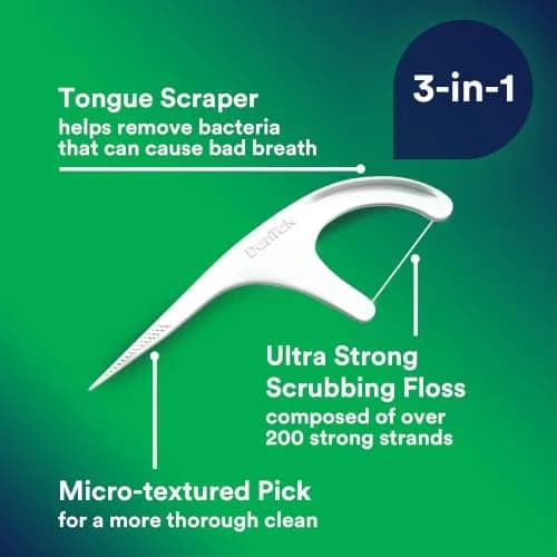 DenTek Triple Clean Advanced Clean Floss Picks 150 Count | Mouthwash Blast Mint Flavor thumbnail 3