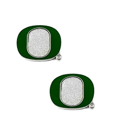 aminco NCAA Oregon Ducks Team Logo Post Earrings | 1-inch, Silver, Stud Backing thumbnail 1