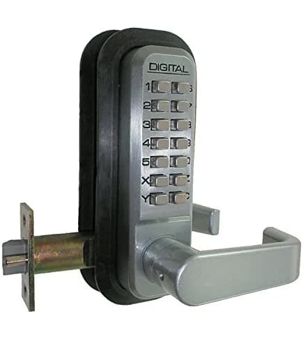 Lockey USA 2835SC Mechanical Keyless Lever Lock Satin Chrome | Deadlocking Spring Latch thumbnail 1