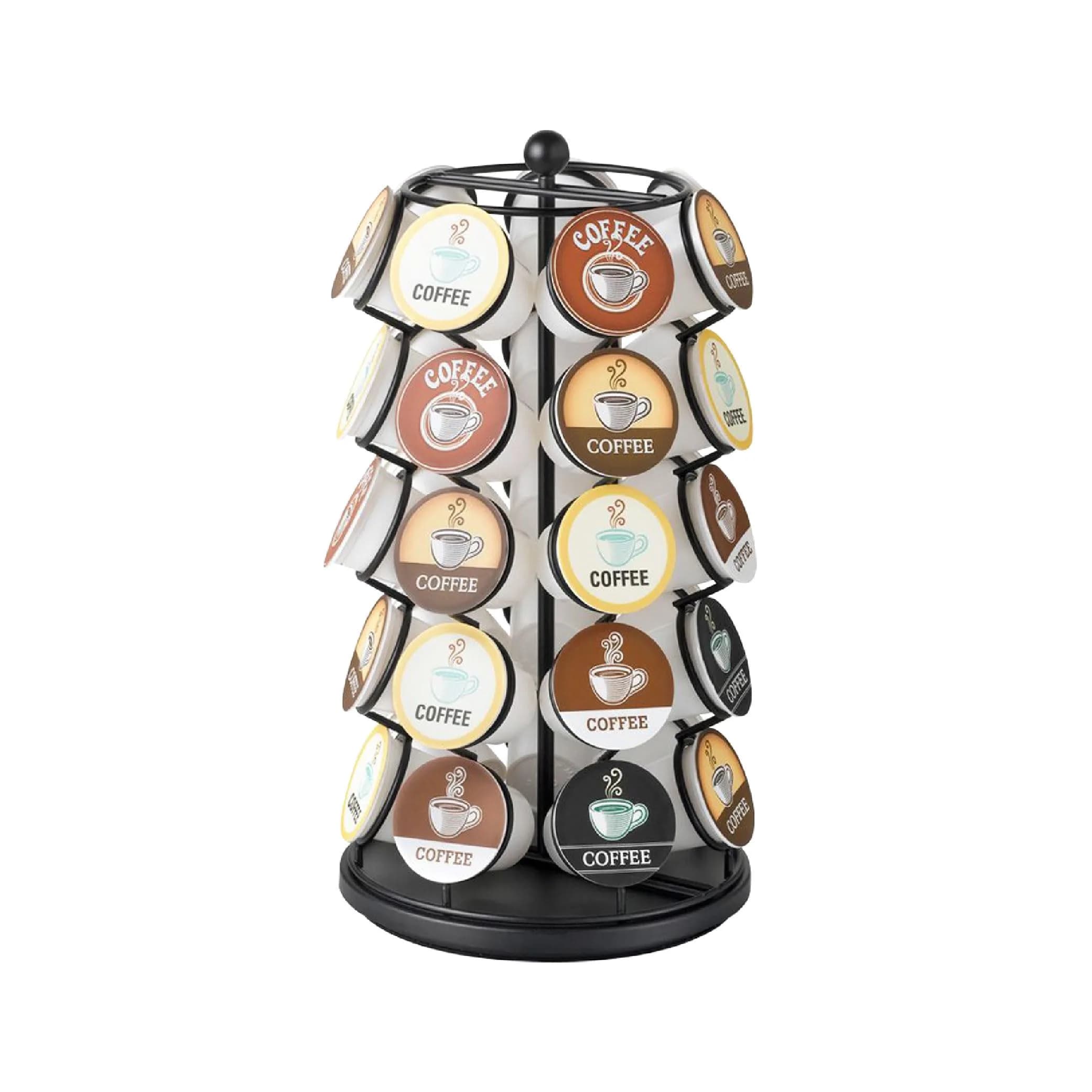 Nifty Solutions ITEM_STAND Black Item Stand | 35 K Cup Capacity, 360° Spin, Modern Counter Organizer